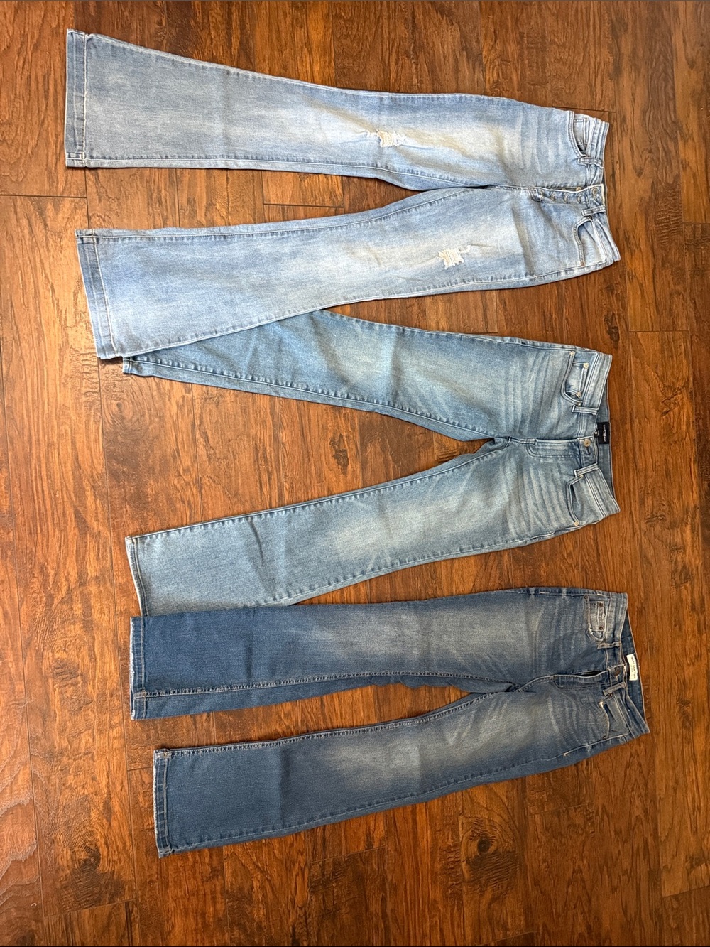 Women’s Light Blue Distressed Jeans - Casual Straight Fit and flare